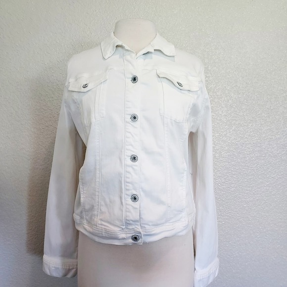 Sneak Peak White Button Jean Jacket Size XL - Picture 1 of 13